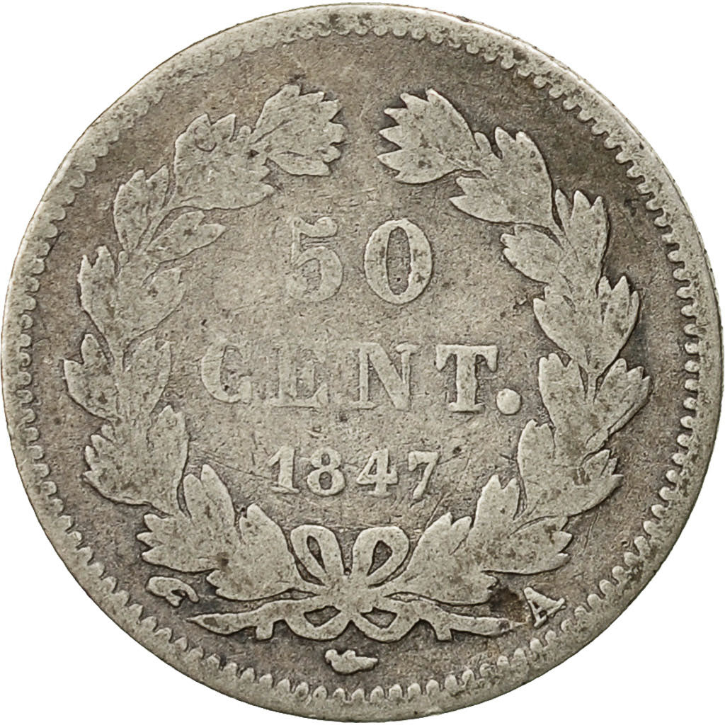 Francia, Louis-Philippe, 50 Centimes, 1847, Paris, MB, Argento, KM:768.1