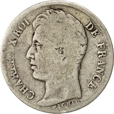 Francia, Charles X, 1/2 Franc, 1827, Paris, BC+, Plata, KM:723.1, Gadoury:402