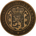 Luxemburgo, William III, 10 Centimes, 1855, Paris, MBC, Bronce, KM:23.2