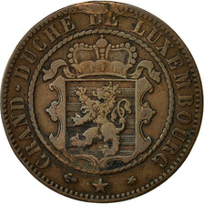 Luxemburgo, William III, 10 Centimes, 1865, Paris, MBC, Bronce, KM:23.2