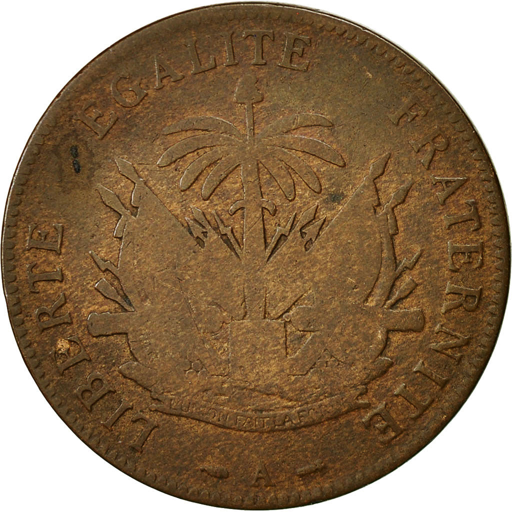 Haiti, 2 Centimes, 1886, BB, Bronzo, KM:49