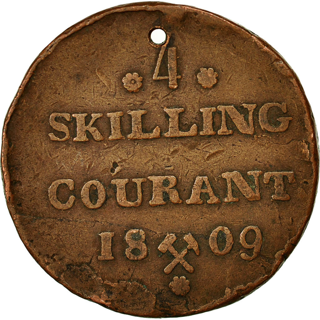 Norway, Frederick IX, 4 Skilling, 1809, F(12-15), Copper, KM:275.1