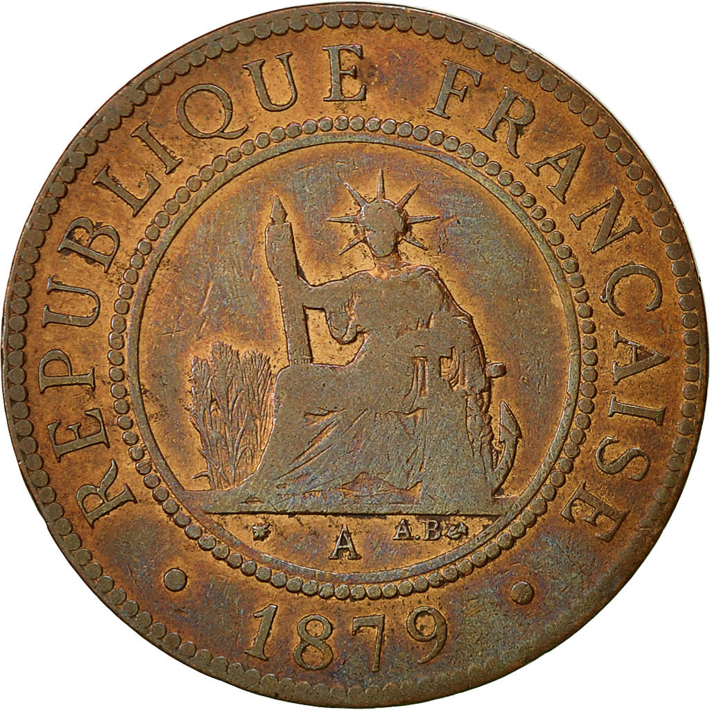 Münze, FRENCH COCHIN CHINA, Cent, 1879, Paris, S, Bronze, KM:3