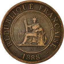 FRENCH INDO-CHINA, Cent, 1888, Paris, EF(40-45), Bronze, KM:1