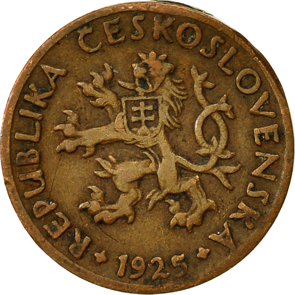 Tschechoslowakei, 5 Haleru, 1925, SS+, Bronze, KM:6