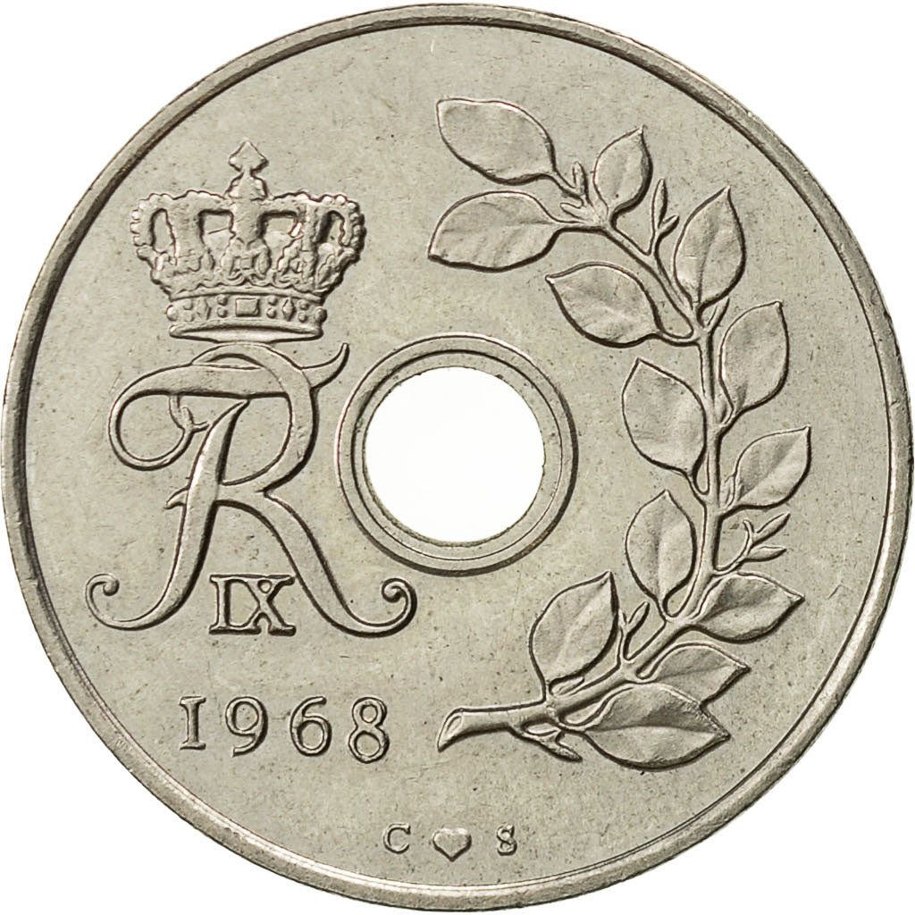 Denmark, Frederik IX, 25 Öre, 1968, Copenhagen, AU(55-58), Copper-nickel