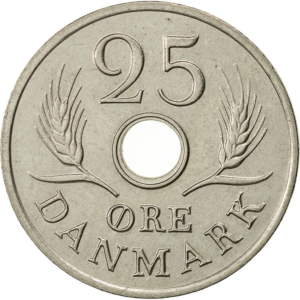 Denmark, Frederik IX, 25 Öre, 1968, Copenhagen, AU(55-58), Copper-nickel