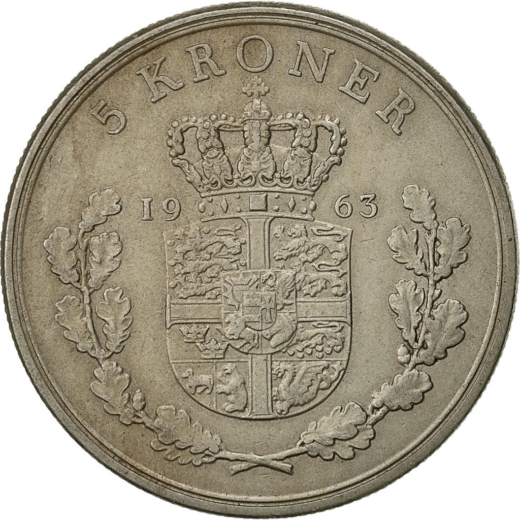 Denmark, Frederik IX, 5 Kroner, 1963, Copenhagen, EF(40-45), Copper-nickel