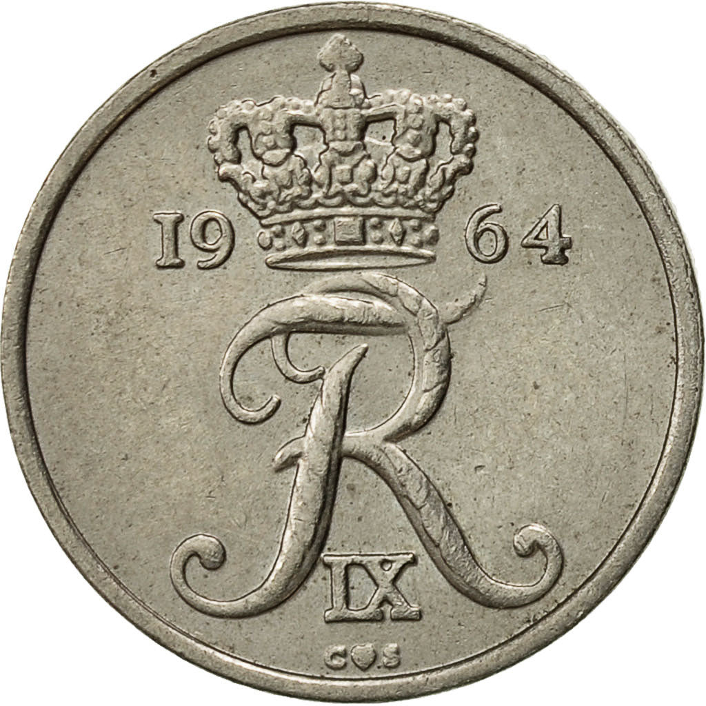 Denmark, Frederik IX, 10 Öre, 1964, Copenhagen, AU(55-58), Copper-nickel