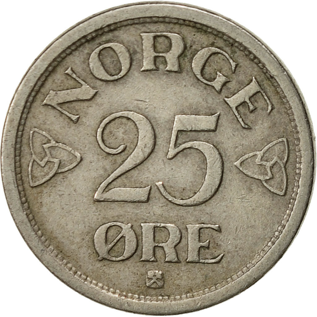 Norway, Haakon VII, 25 Öre, 1952, EF(40-45), Copper-nickel, KM:401