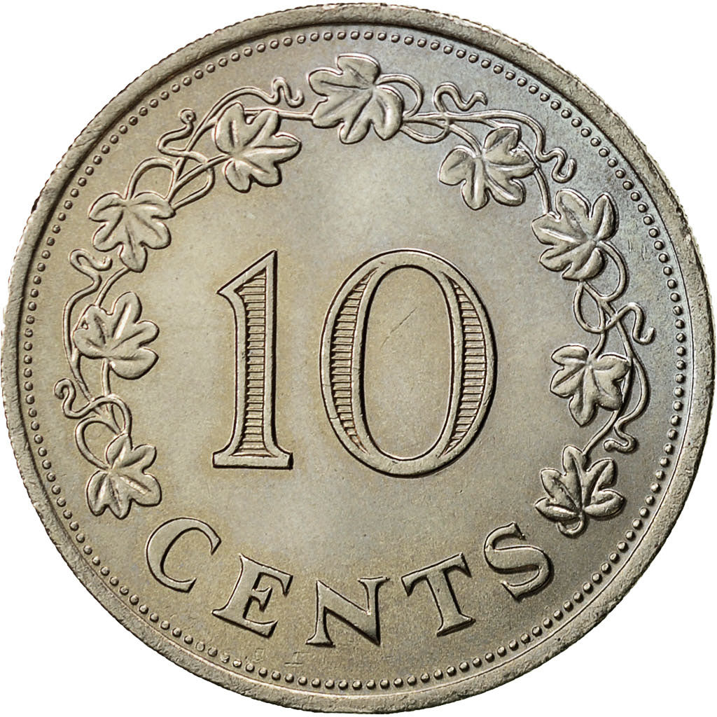 Malta, 10 Cents, 1972, British Royal Mint, UNC, Rame-nichel, KM:11