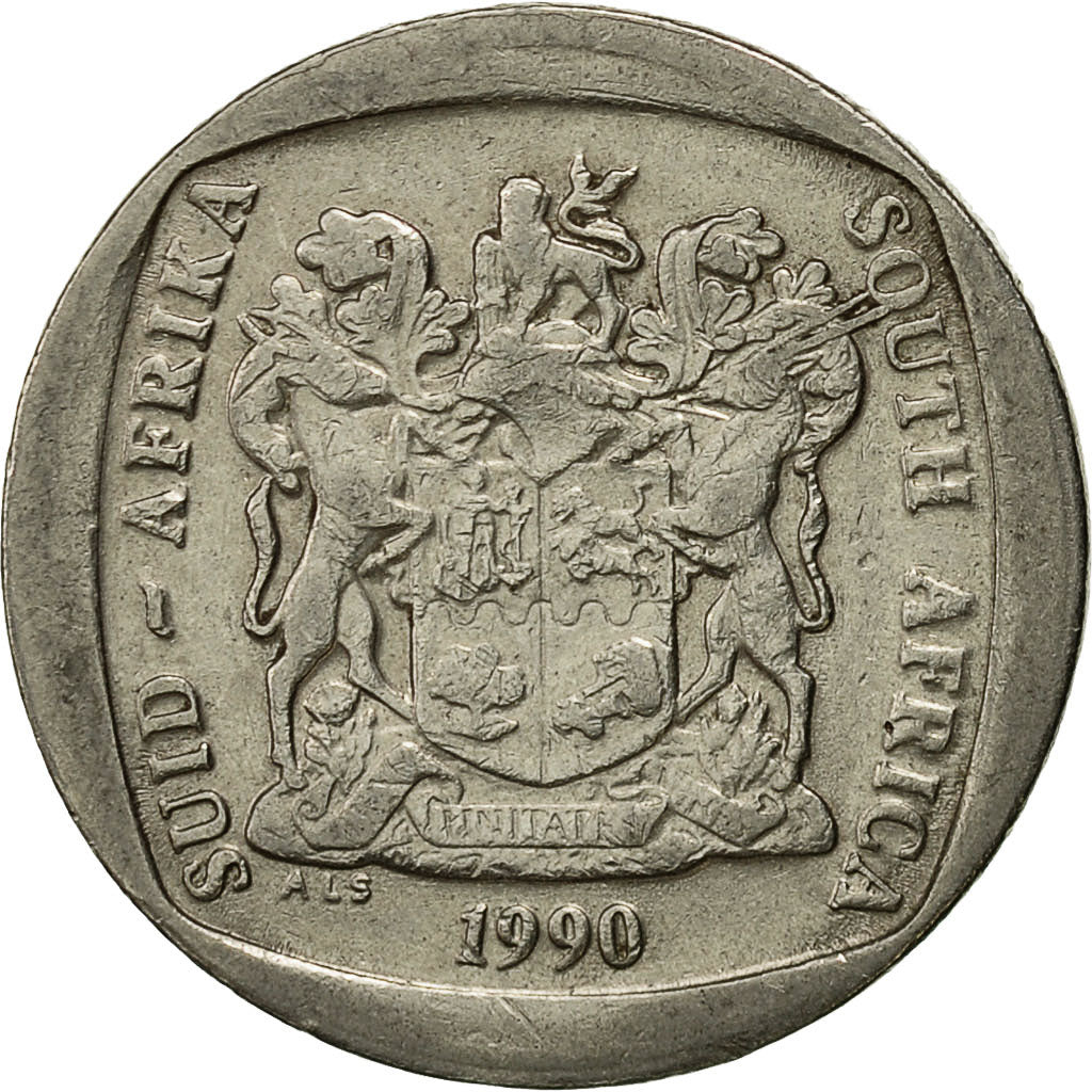 Sudáfrica, 2 Rand, 1990, MBC+, Níquel chapado en cobre, KM:139