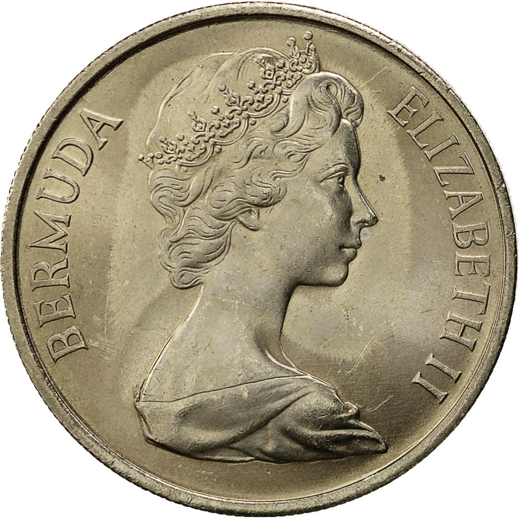 Bermuda, Elizabeth II, 25 Cents, 1973, AU(50-53), Copper-nickel, KM:18