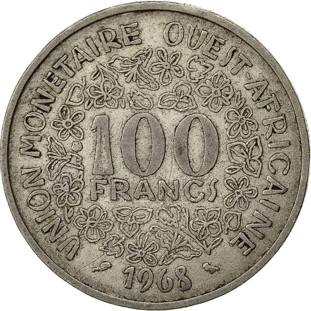 West African States, 100 Francs, 1968, VF(20-25), Nickel, KM:4