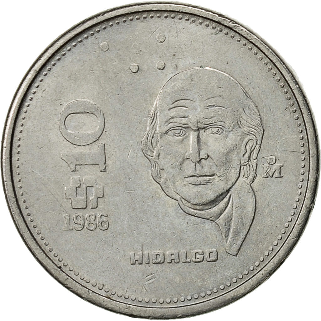 México, 10 Pesos, 1986, Mexico City, MBC, Acero inoxidable, KM:512