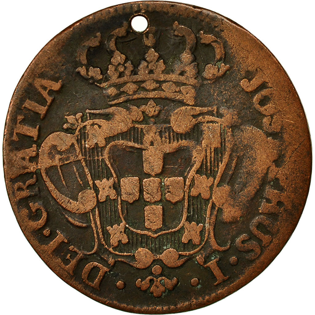 Portugal, Jose I, 10 Reis, X; 1/2 Vinten, 1764, F(12-15), Copper, KM:243.2