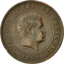 Portugal, Carlos I, 20 Reis, 1892, AU(50-53), Bronze, KM:533