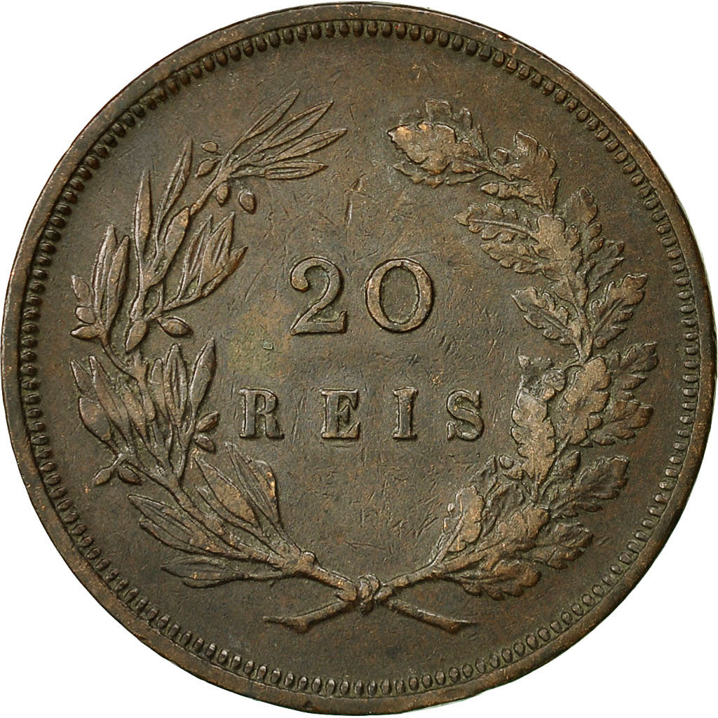 Portugal, Carlos I, 20 Reis, 1892, AU(50-53), Bronze, KM:533