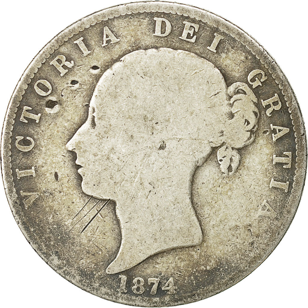 Münze, Großbritannien, Victoria, 1/2 Crown, 1874, SGE+, Silber, KM:756
