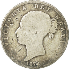 Münze, Großbritannien, Victoria, 1/2 Crown, 1874, SGE+, Silber, KM:756