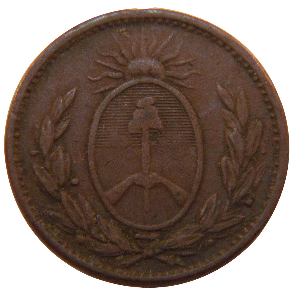 ARGENTINA, Decimo, 1823, KM #1, EF(40-45), Copper, 23.5, 6.70
