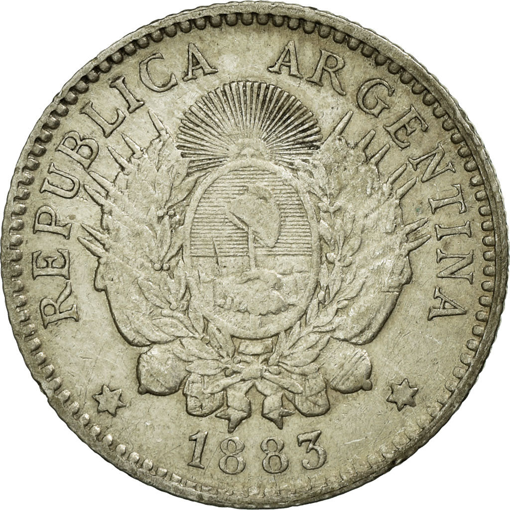 Coin, Argentina, 10 Centavos, 1883, EF(40-45), Silver, KM:26