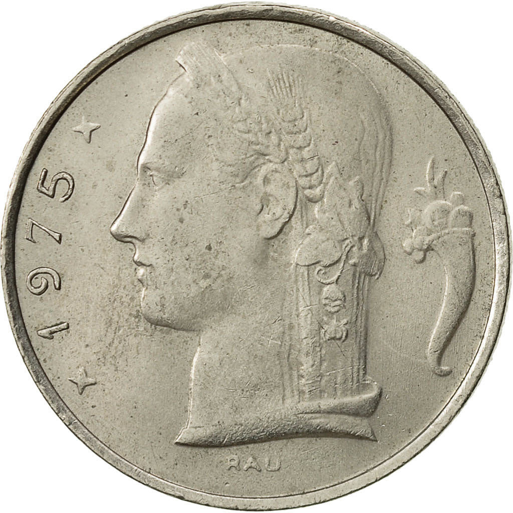 Belgium, 5 Francs, 5 Frank, 1975, AU(50-53), Copper-nickel, KM:135.1
