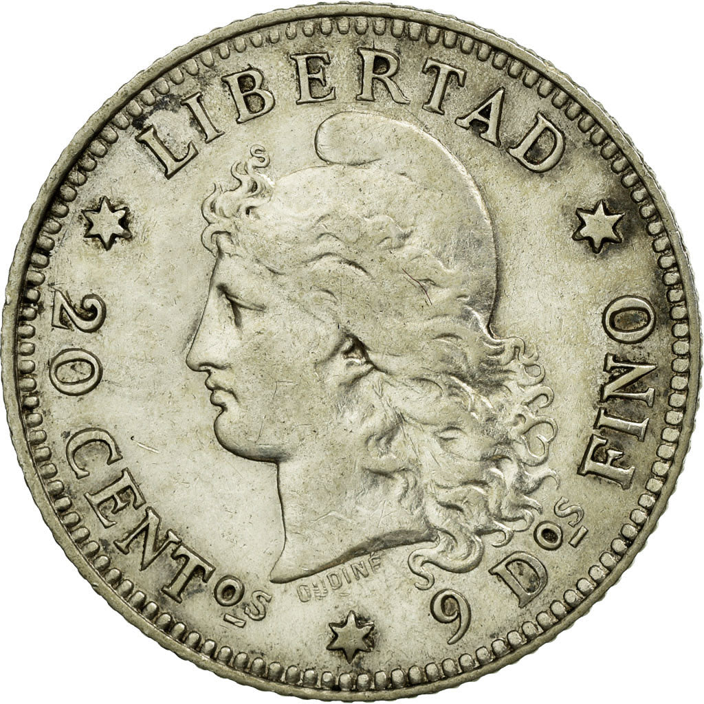 Coin, Argentina, 20 Centavos, 1882, AU(50-53), Silver, KM:27