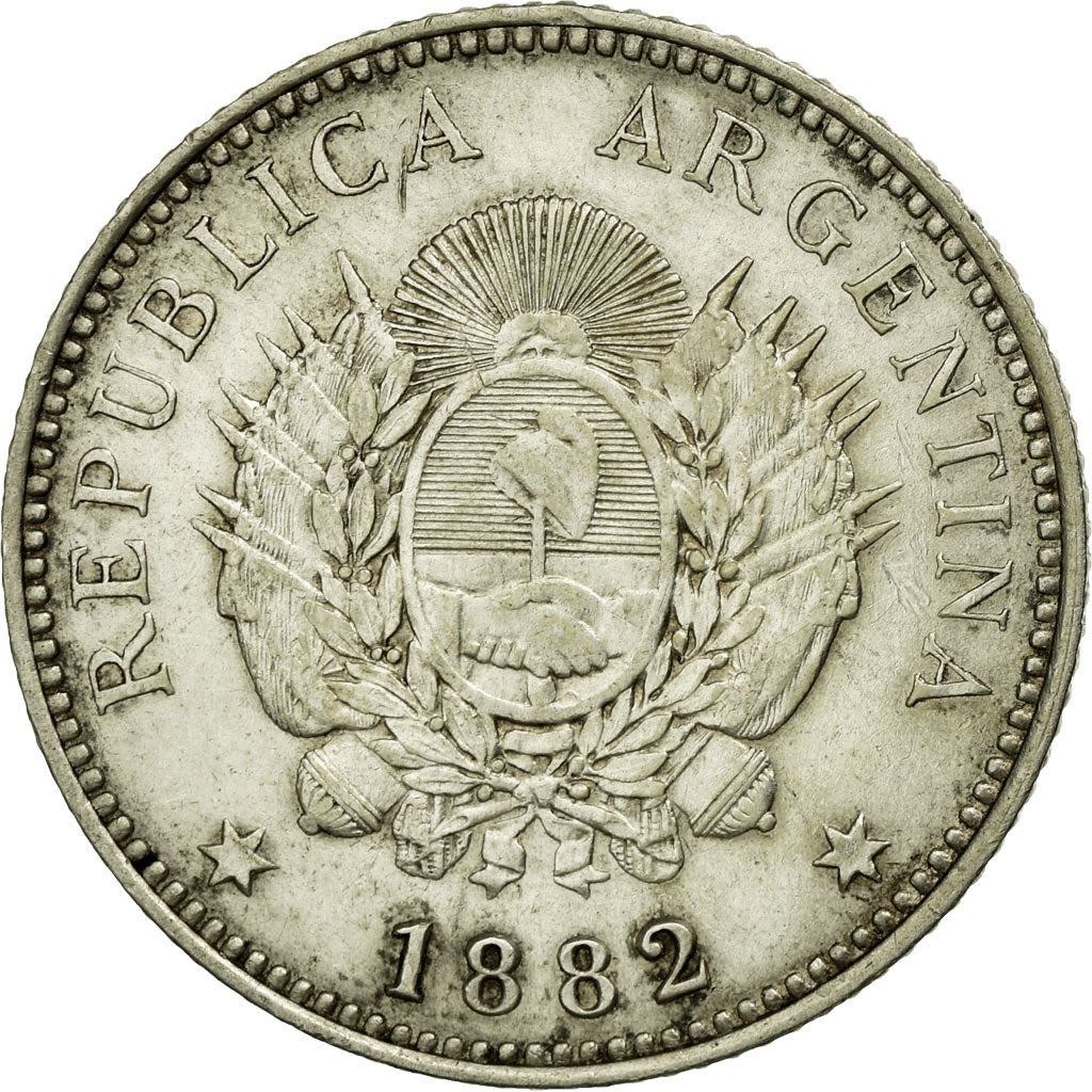 Coin, Argentina, 20 Centavos, 1882, AU(50-53), Silver, KM:27