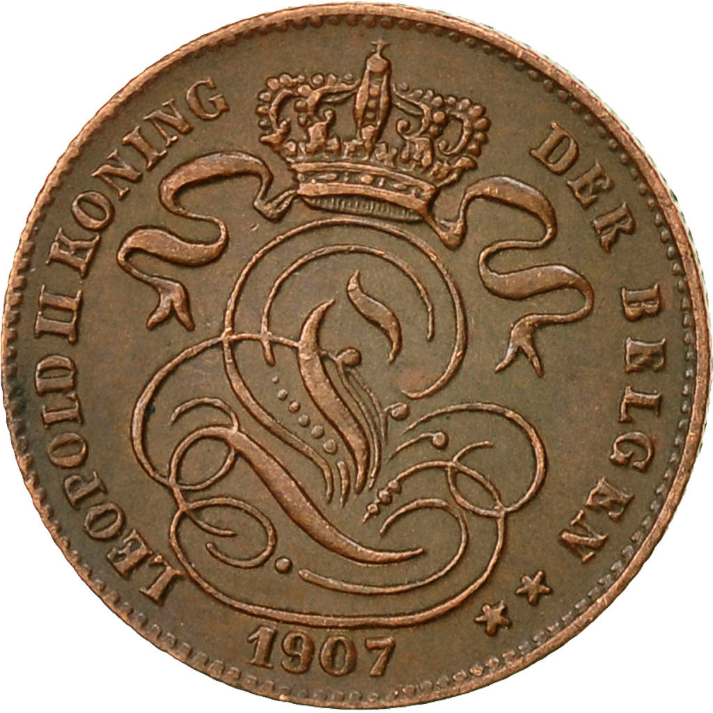 Belgium, Leopold II, Centime, 1907, EF(40-45), Copper, KM:34.1