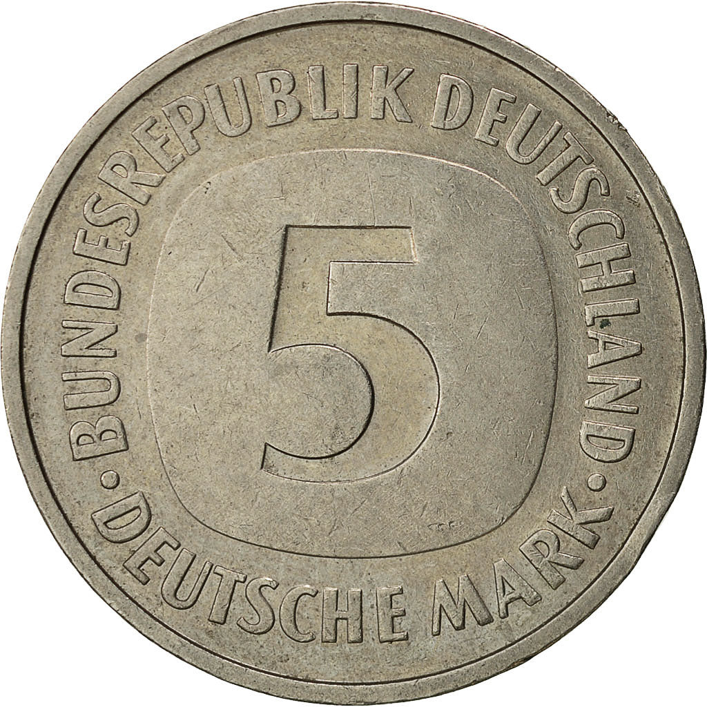 GERMANY - FEDERAL REPUBLIC, 5 Mark, 1976, Karlsruhe, AU(50-53), Copper-Nickel