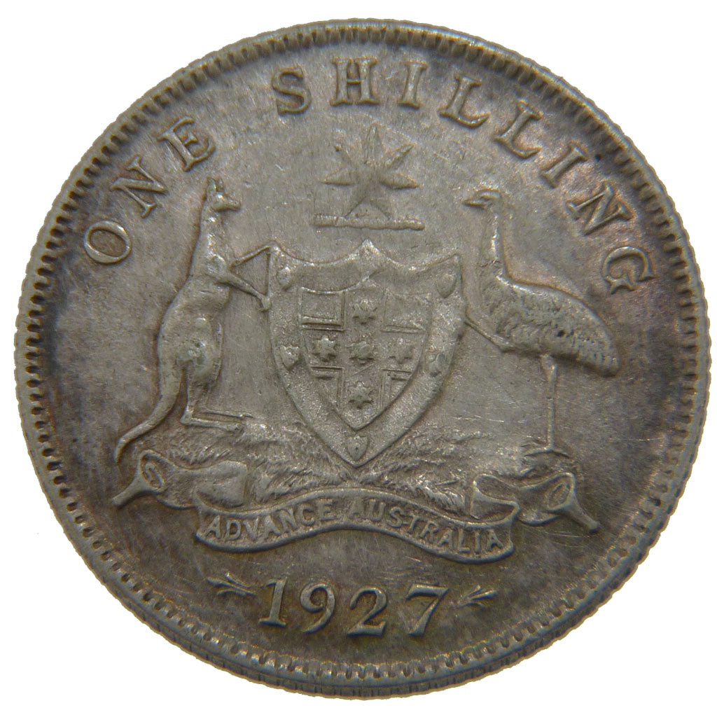 AUSTRALIA, Shilling, 1927, KM #26, AU(50-53), Silver, 24, 5.70