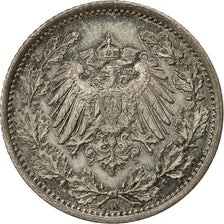 GERMANY - EMPIRE, 1/2 Mark, 1916, Berlin, EF(40-45), Silver, KM:17