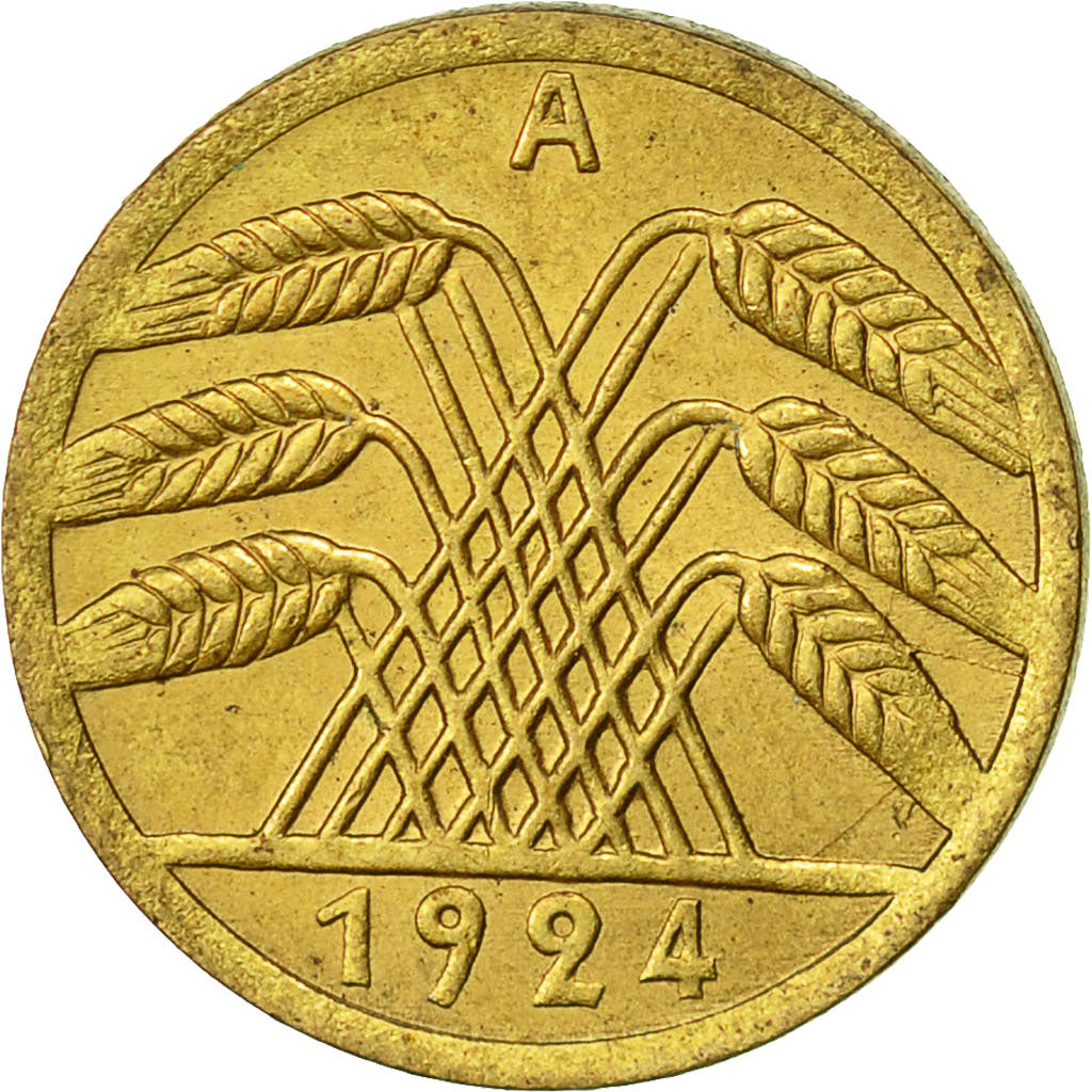 GERMANY, WEIMAR REPUBLIC, 5 Rentenpfennig, 1924, Berlin, AU(50-53)