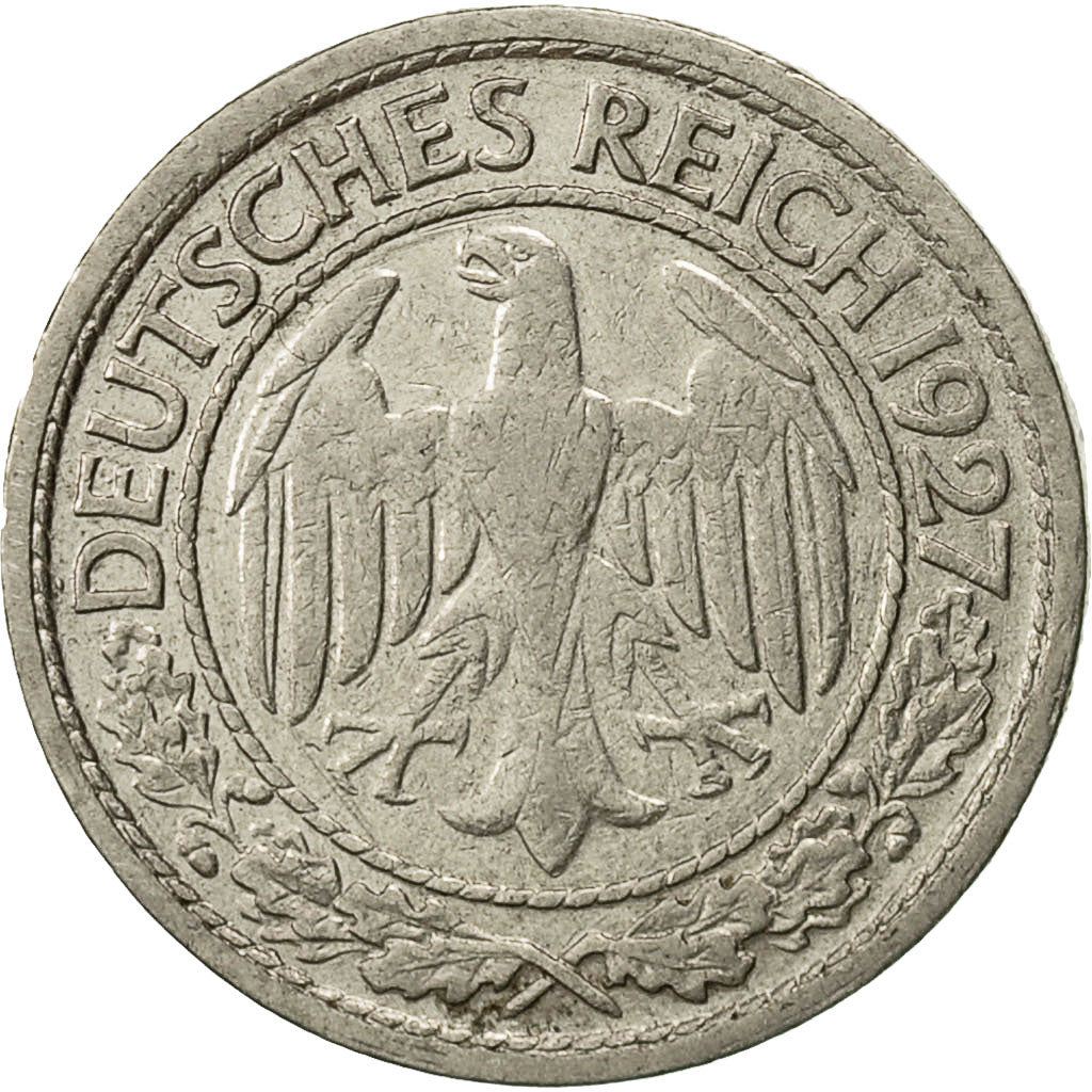 Deutschland, Weimarer Republik, 50 Reichspfennig, 1927, Berlin, SS+, Nickel