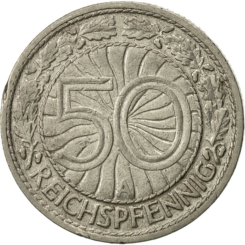 Deutschland, Weimarer Republik, 50 Reichspfennig, 1927, Berlin, SS+, Nickel