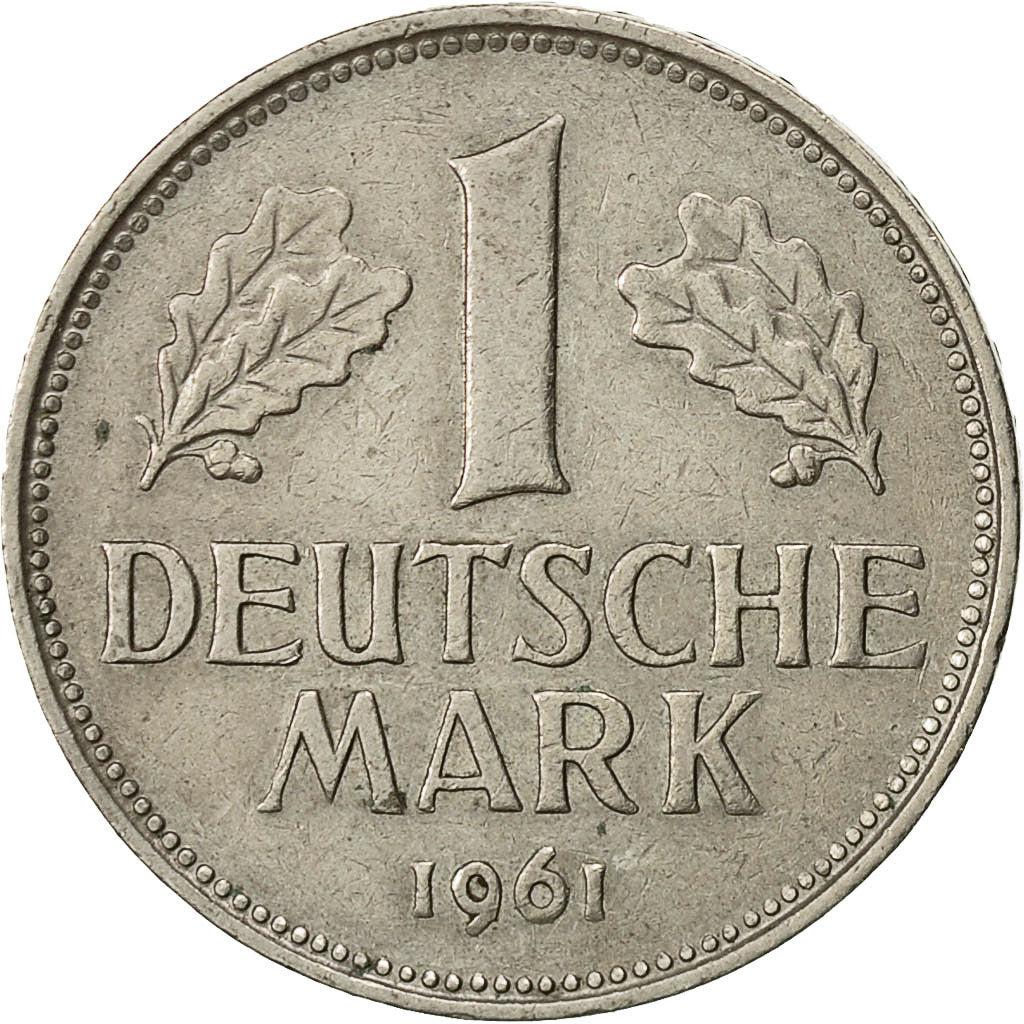 GERMANY - FEDERAL REPUBLIC, Mark, 1961, Karlsruhe, EF(40-45), Copper-nickel