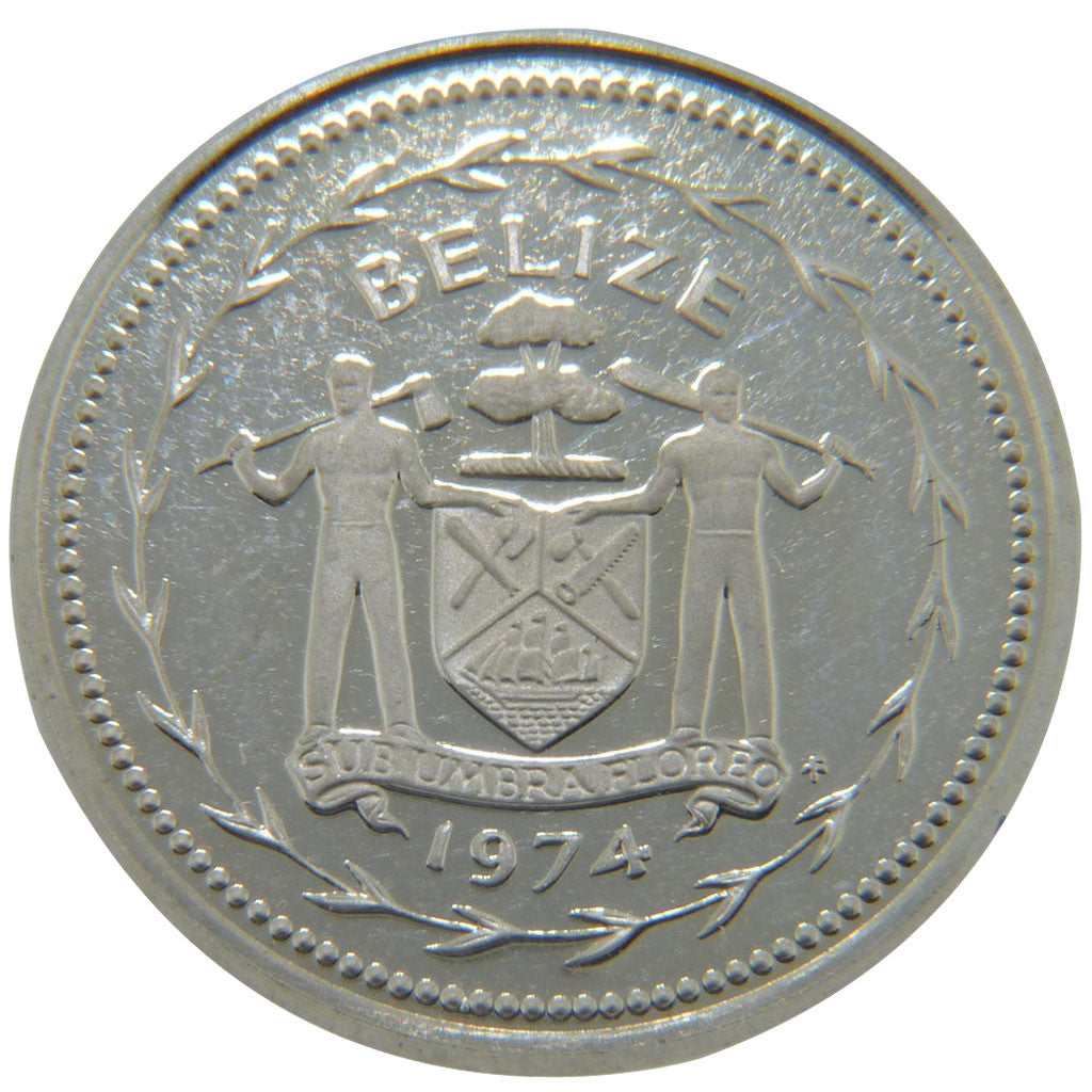BELIZE, 5 Cents, 1974, Franklin Mint, KM #39a, MS(65-70), Silver, 20, 4.30