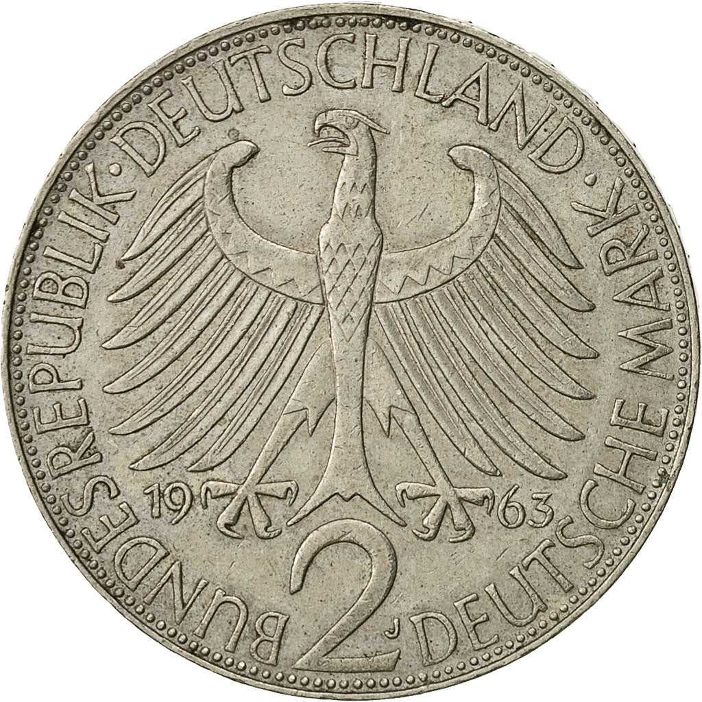 République fédérale allemande, 2 Mark, 1963, Hambourg, TTB, Copper-nickel