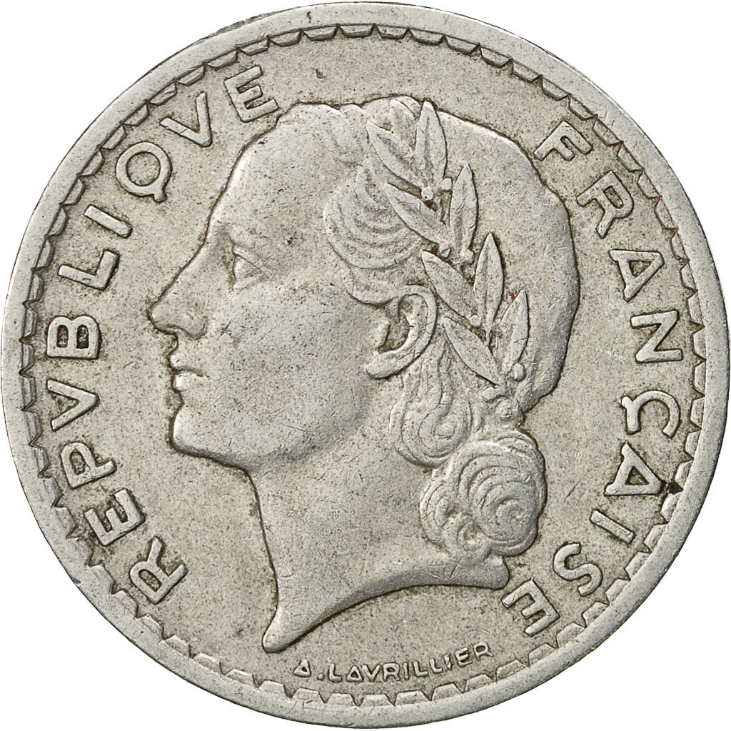 France, Lavrillier, 5 Francs, 1949, Beaumont - Le Roger, TB+, Aluminium