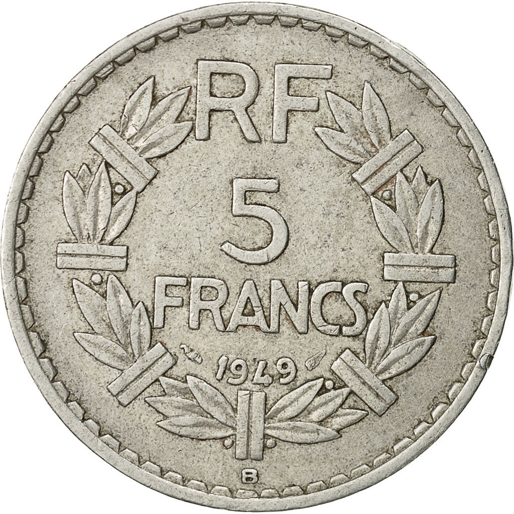 France, Lavrillier, 5 Francs, 1949, Beaumont - Le Roger, TB+, Aluminium