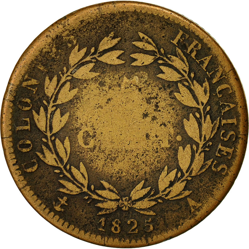 Colonies françaises, Charles X, 5 Centimes, 1825, Paris, B+, Bronze, KM:10.1