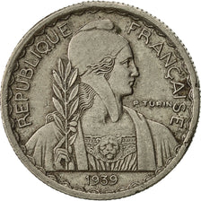 INDOCINA FRANCESE, 10 Cents, 1939, Paris, BB, Nichel, KM:21.1