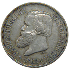 BRAZIL, 500 Reis, 1868, KM #472, AU(50-53), Silver, 25, 6.20