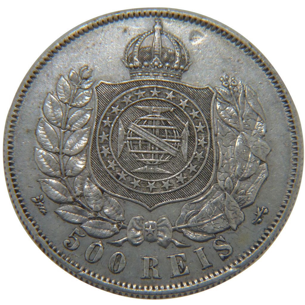 BRAZIL, 500 Reis, 1868, KM #472, AU(50-53), Silver, 25, 6.20