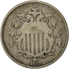 United States, Shield Nickel, 5 Cents, 1867, U.S. Mint, Philadelphia, VF(30-35)
