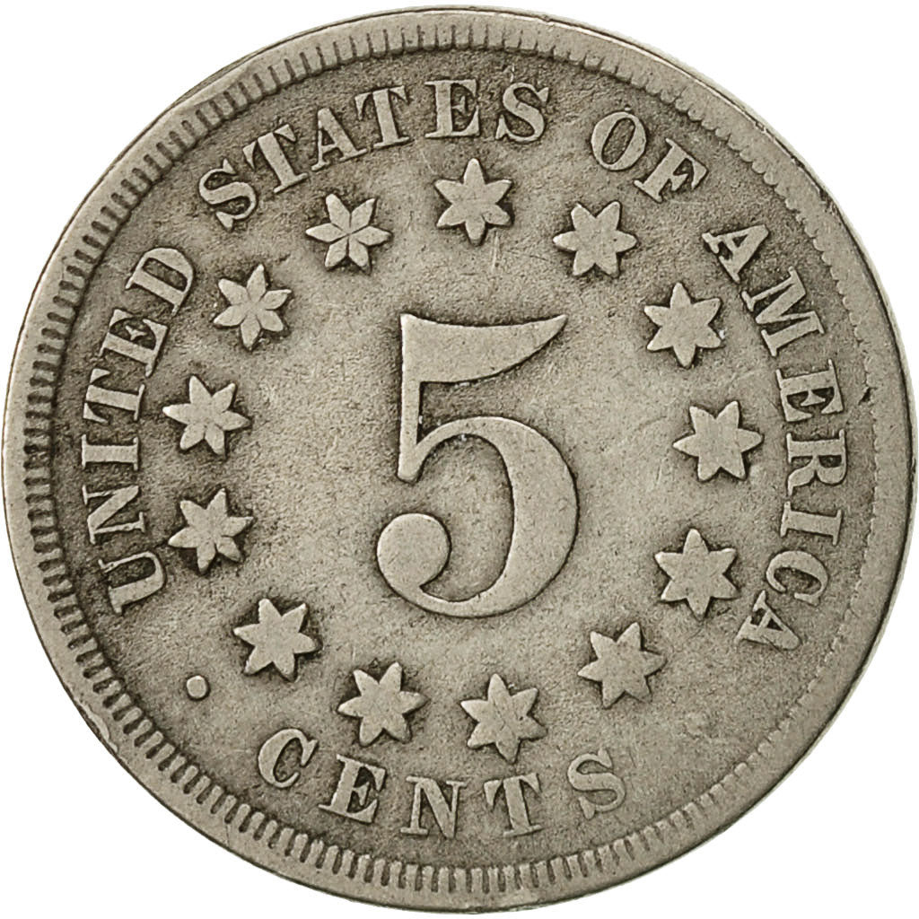United States, Shield Nickel, 5 Cents, 1867, U.S. Mint, Philadelphia, VF(30-35)