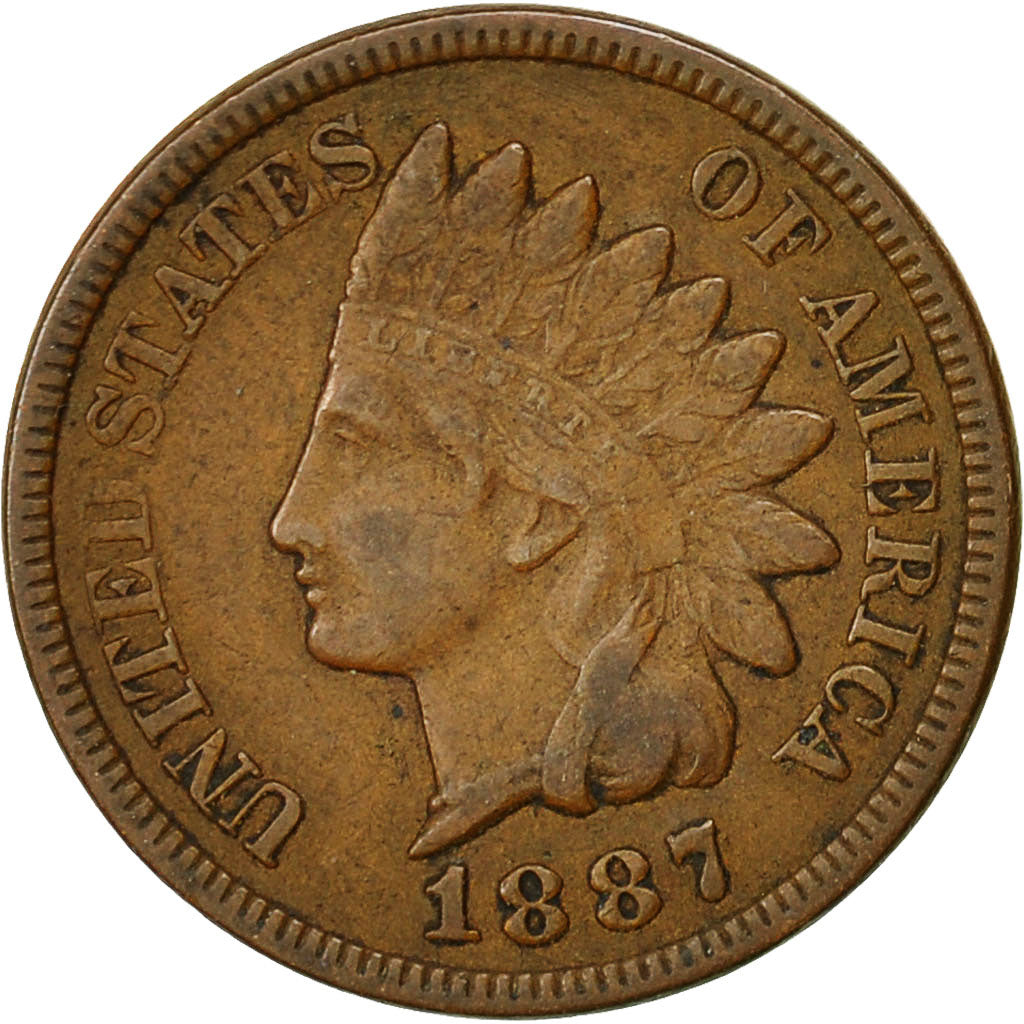 United States, Indian Head Cent, Cent, 1887, U.S. Mint, Philadelphia, AU(50-53)