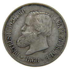BRAZIL, 500 Reis, 1868, KM #472, EF(40-45), Silver, 25, 6.30