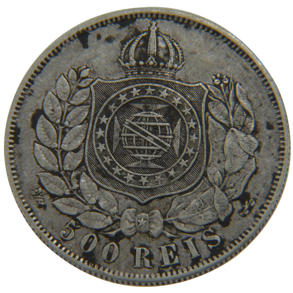 BRAZIL, 500 Reis, 1868, KM #472, EF(40-45), Silver, 25, 6.30